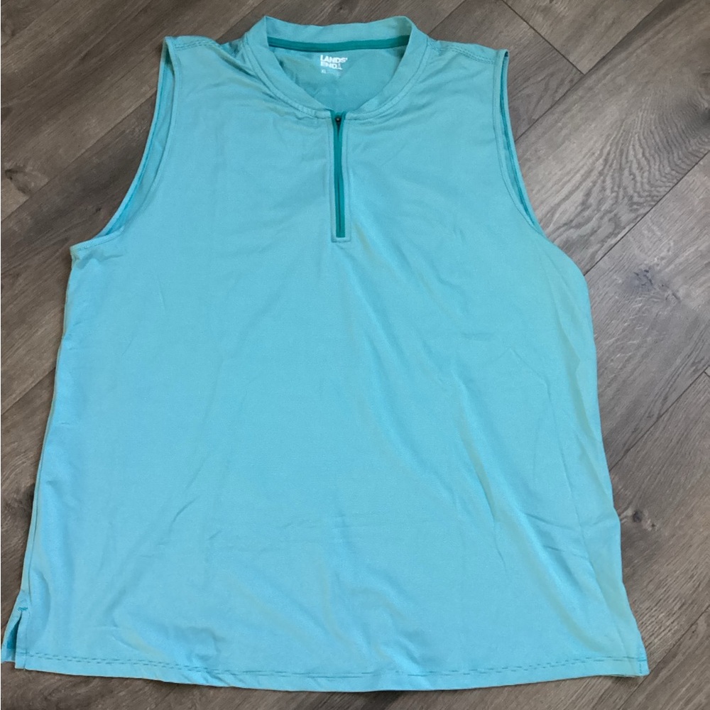 Lands' End Teal Zip-Up Sleeveless Top size xl